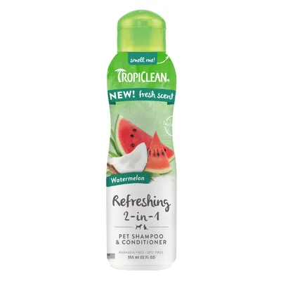 Tropiclean Watermelon Refreshing 2u1 šampon i regenerator za pse i mačke miris lubenice 355 ml