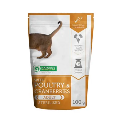 Nature's Protection Sterilised hrana za sterilisane mačke s piletinom i brusnicom u umaku 100 gr