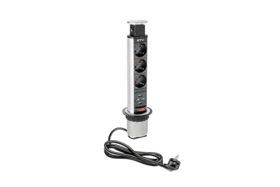 Izvlačna utičnica za radnu ploču Ø60 mm 3 schucko utičnice &amp;amp; 2xUSB GTV