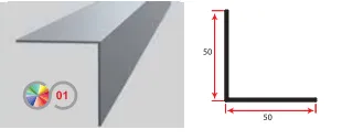 Alu L profil 50 x 50 mm. Dužina 270 cm.