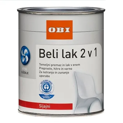 OBI 2u1 lak bijeli sjajni 750 ml
