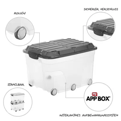 Rotho kutija sa poklopcem Roller 6 antracit 57 l