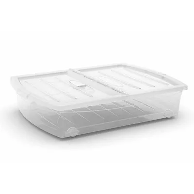 Kutija sa poklopcem i točkićima Spinning Box XL transparentna 56 l