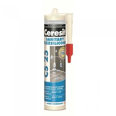 Ceresit CS 25 sanitarni silikon 300 ml, manhattan 10