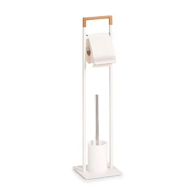 Samostojeća wc garnitura metal/bambus, bijela