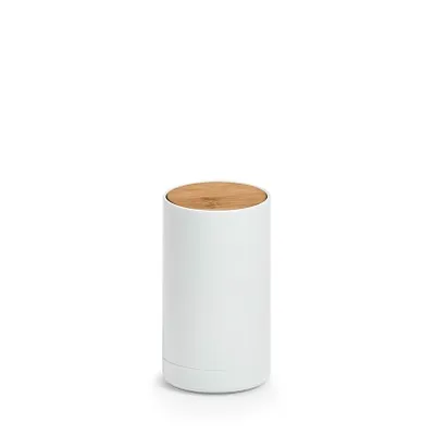 Dispanzer za štapiće vate ABS/bamboo bijeli  Ø6,5x 1,5 cm