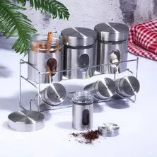Milleryt Stakleni set začina Cam-428, Sa metalnim postoljem, 6 komada, Sivi