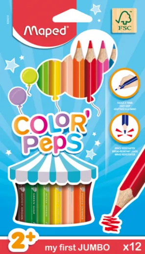 MAPED Bojice drvene 12/1 COLOR PEPS JUMBO FC