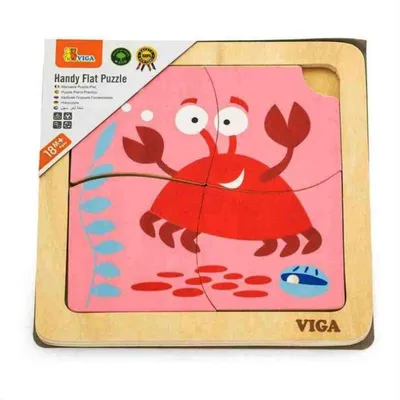 Viga Toys Drvene Puzzle Rak 50146, 4 komada