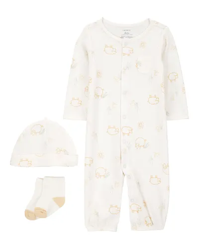 Carters Komplet za bebe, Gegice, Kapa i Čarape, 1S993610, Bež