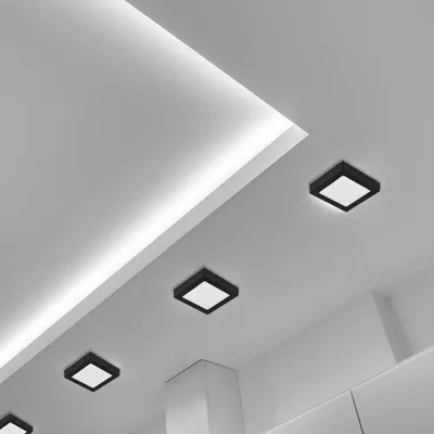 E-light LED panel E-light 6W kvadratni nadgradni 3000K crni