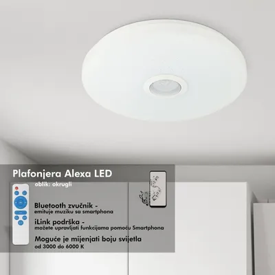 E-light Plafonjera sa zvucnikom LED E-light Alexa okrugla
