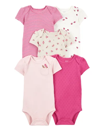 Carters Bodi za bebe kratkog rukava, 1T010210, 5 komada, Rozi