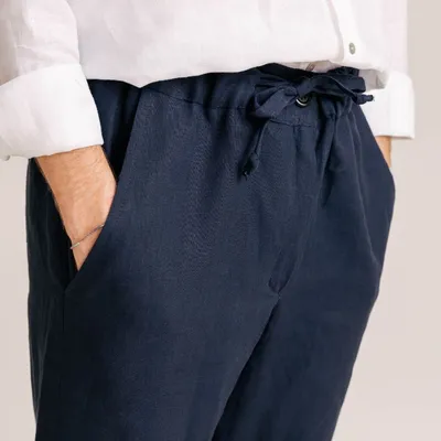 Intuitiva Muške pantalone Sailor, Lan, Teget
