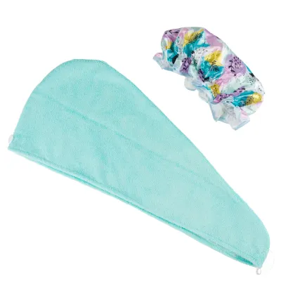 Cala Set kapa za tuširanje i turban Turquoise Abstract