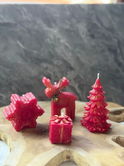 Aberto Design Set božićnih svijeća Christmas 14, 4 komada, crvene boje