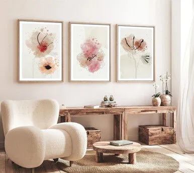 Wallity Ukrasna uokvirena MDF slika, 3 kom