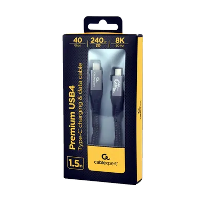 GEMBIRD USB USB4 Gen 3x2 kabl 240W, 40 Gbps Type-C to Type-C  Power Delivery (PD) charging & data cable, 1.5 m CCBP-USB4-CMCM240-1.5M, Roza