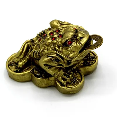 Feng Shui tronoga žaba 9137150, Zlatna
