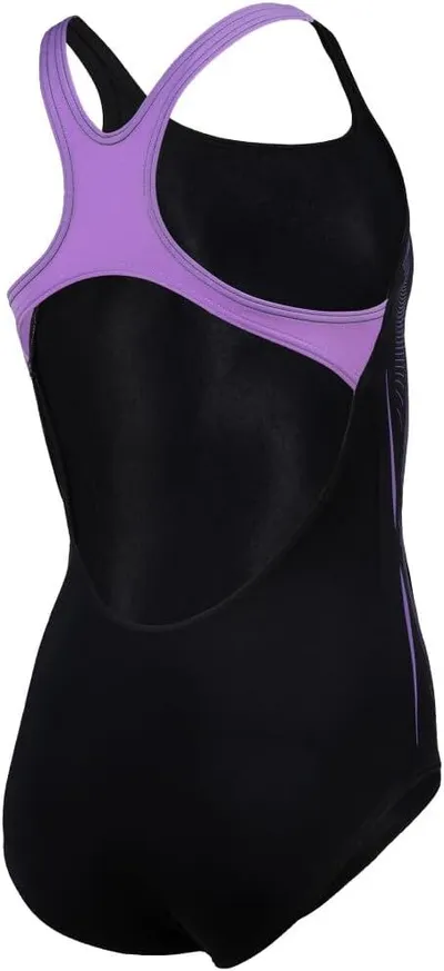 Arena Ženski kupaći Swim Pro Back Graphic LB, Crno-ljubičasti