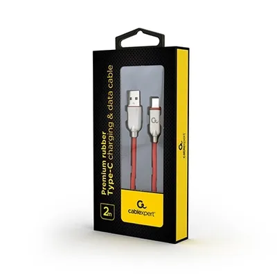 Gembird USB 2.0 kabl Premium rubber Type-C USB, Crveni