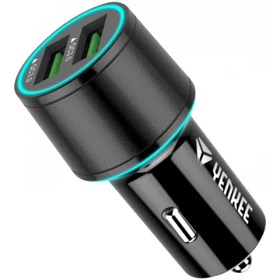 Yenkee YAC 2136 Auto punjač, ​​USB, QC 3.0, Crni