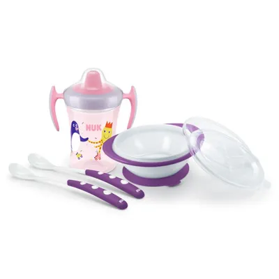 NUK Set za učiti jesti Djevojčica, Roze
