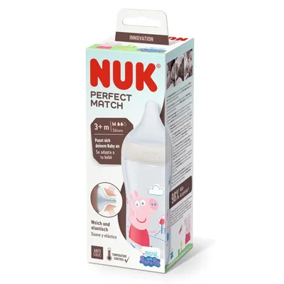 NUK Perfect Match Bočica 260 ml. 3+m - Peppa Pig, Bijela