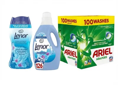 Ariel & Lenor Spring Set za Pranje Veša 3u1, 100 kapsula + perle + omekšivač