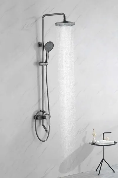 Inter Ceramic Tuš sustav Venice, s donjim izljevom, tuš ruža 1 funkcija, tuš palica 5 funkcija, Antracit
