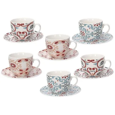 Tognana Set šoljica za čaj i tanjirića Iris Ribeira IR685023133, 6 komada, 200 ml, Šareni