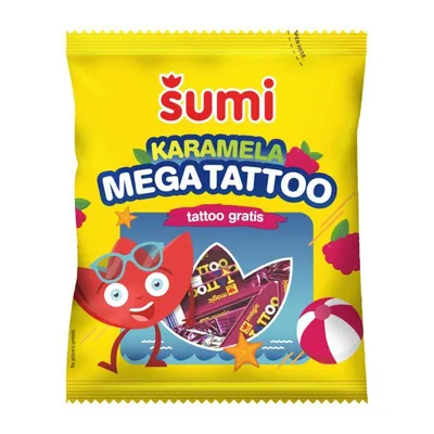 Podravka Bombone Šumi karamela Mega Tattoo, 74 g