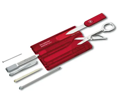 Victorinox Swiss card ruby translucent, Crvena