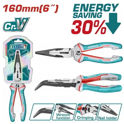 Total Tools Uvijena kliješta, 160 mm