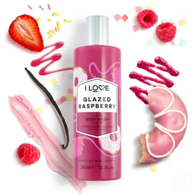 I Love Gel za tuširanje, Malina, 360ml