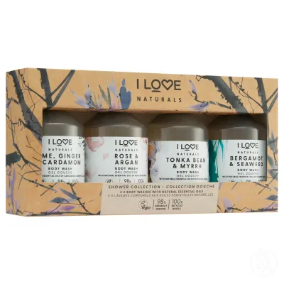 I Love Set gelova za tuširanje Naturals, 4 x 125 ml