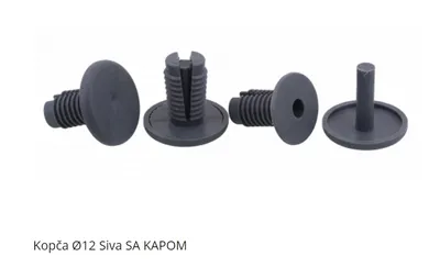 Kopča Tapacirunga Univerzalna Sa Kapom Fi12Mm Siva