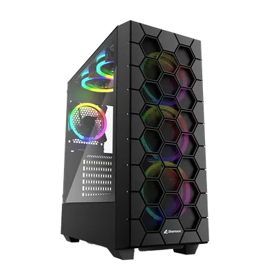 Sharkoon Kućište gaming RGB HEX bk ATX, Tempered Glass, Ventilator 4x120mm, Crno
