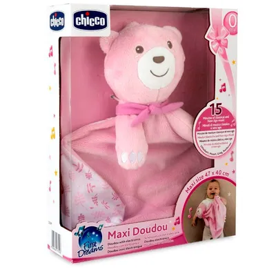 Chicco Posteljina za bebe sa plišanom igračkom Poplun Medvjedić, 0m+, Roze