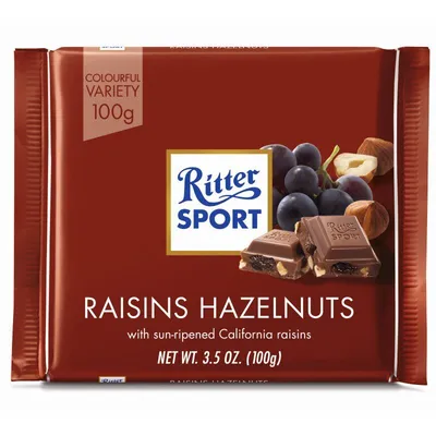 Ritter Čokolada lješnjak i grožđice, 100 g