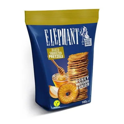 Elephant Čips Snack med, senf i luk, 160 g