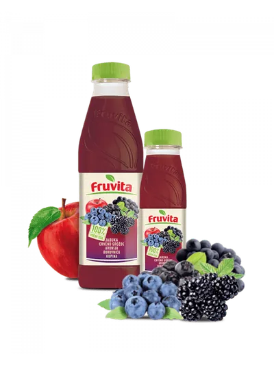 Fruvita Voćni sok jabuka, crveno grožđe, borovnica i kupina, 0.33 l
