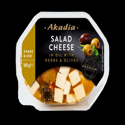 Akadia Premium bijeli sir u kockicama začin/maslina, 100 g