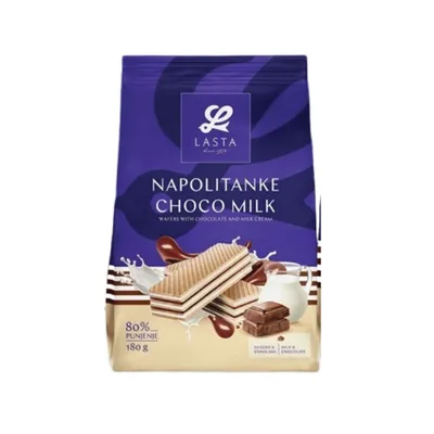 Lasta Napolitanke čokolada i mlijeko, 180 g