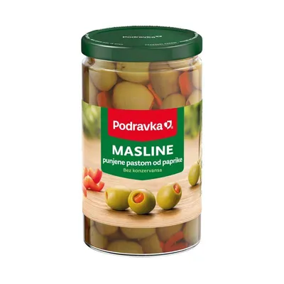 Podravka Zelene masline s paprikom, 350 g