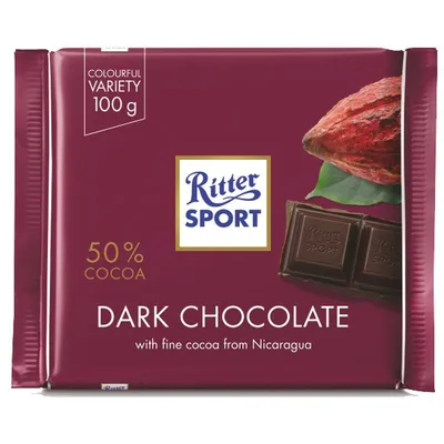 Ritter Tamna čokolada 50% kakaa, 100 g