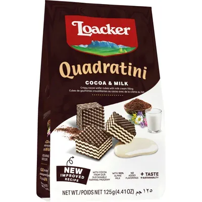 Loacker Napolitanke Quadratini kakao i mlijeko, 125 g