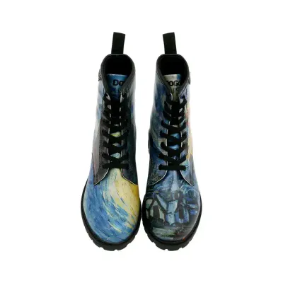 DOGO Ženske čizme Vincent van Gogh The Starry Night Collage, Plave