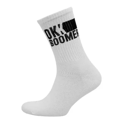 DOGO Ok Boomer Unisex Socks Muške čarape, Bijele