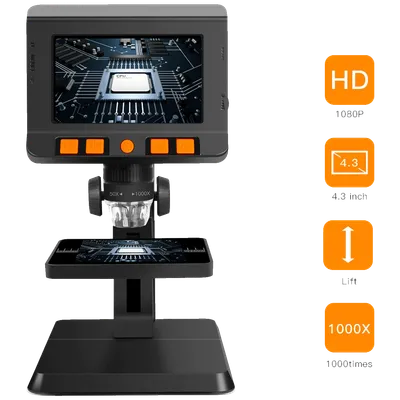 NN Stoni elektronski digitalni mikroskop P110 50X-1000X, Ekran od 4.3", Crni